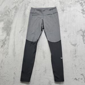 Nike Dri-Fit Leggings Womens S Black Gray Fast Warm Runway Fleece Lined Running